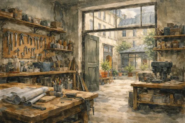 Illustration - atelier parisien en cour intérieure