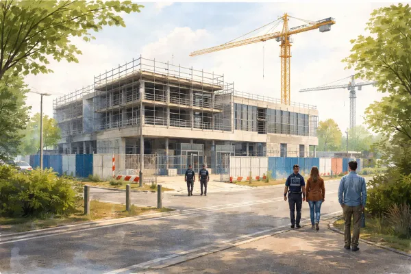 Chantier d’un commissariat en banlieue