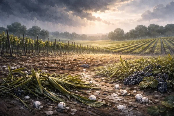 Illustration - grêle sur terres agricoles