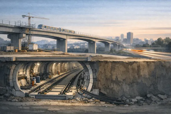Illustration d'un métro en chantier