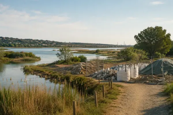 Étang de Bolmon et chantier