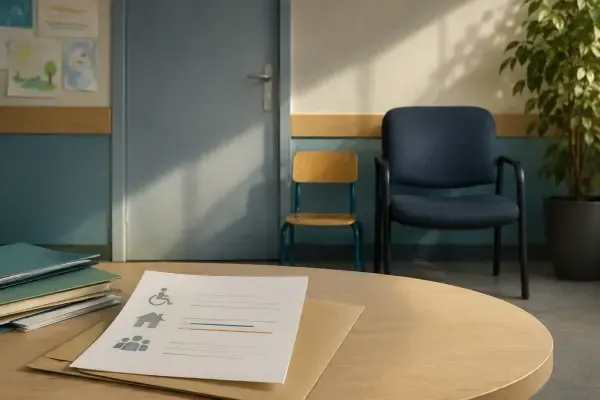 Enfant devant une porte fermée