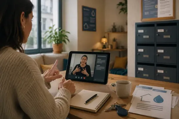 Locataire échangeant par visio accessible