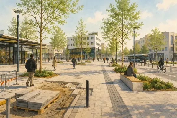 Place de gare en travaux