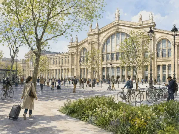 Parvis végétalisé de la gare du Nord