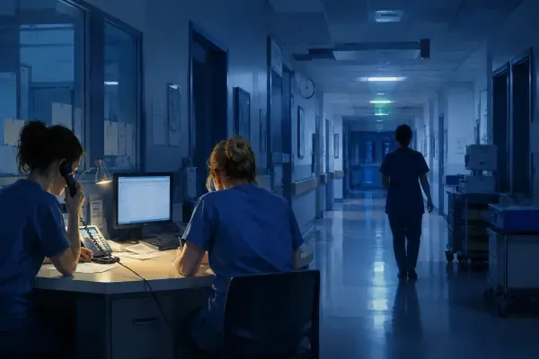 Illustration - Couloir d’hôpital de nuit