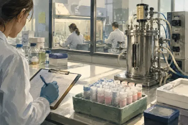 Flacons et bioréacteur en laboratoire