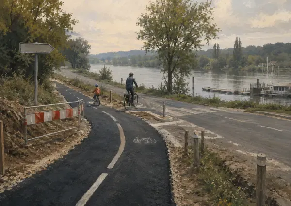 Cyclistes sur les berges de Seine