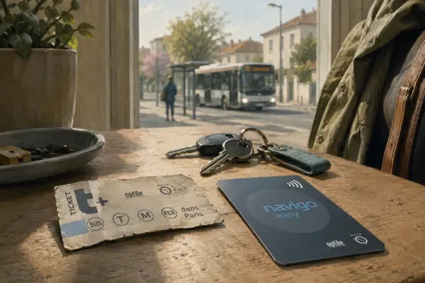 Ancien ticket de bus en carton