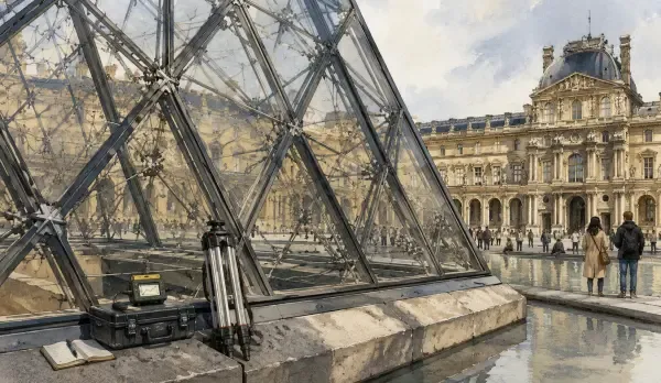 Pyramide du Louvre sous surveillance technique