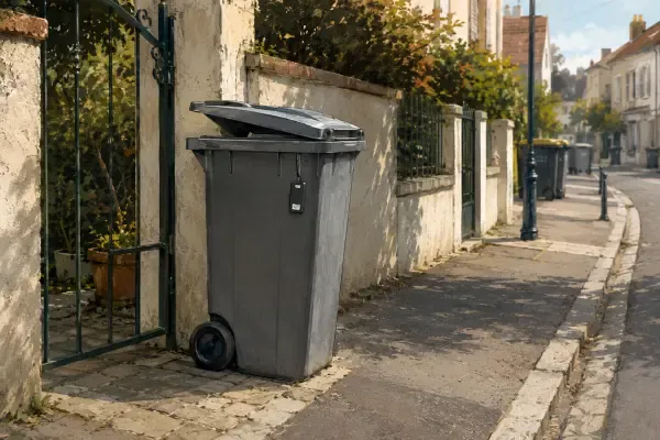 Illustration - Bac gris sur un trottoir