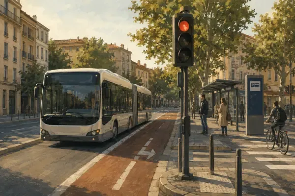 Bus Aixpress à un feu