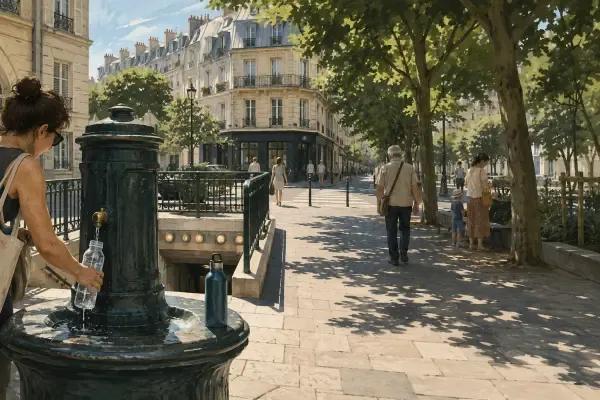 Fontaine publique par forte chaleur