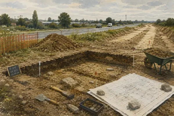 Archéologues avant chantier routier
