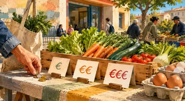 Étal de légumes au marché