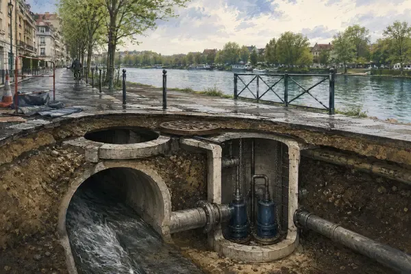 Illustration d’un collecteur sous la Marne