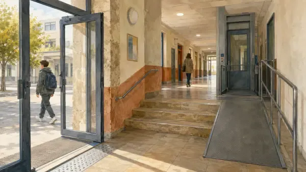 Illustration de couloir de collège accessible