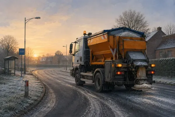 Saleuse sur route gelée