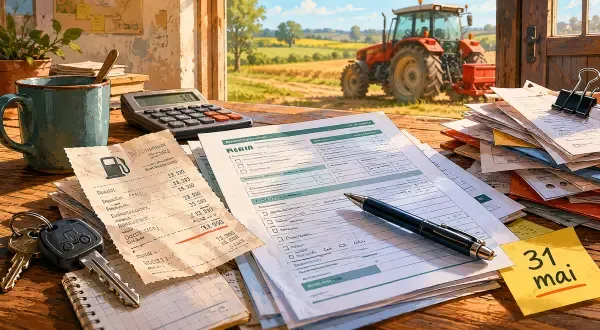 Tracteur devant une facture carburant