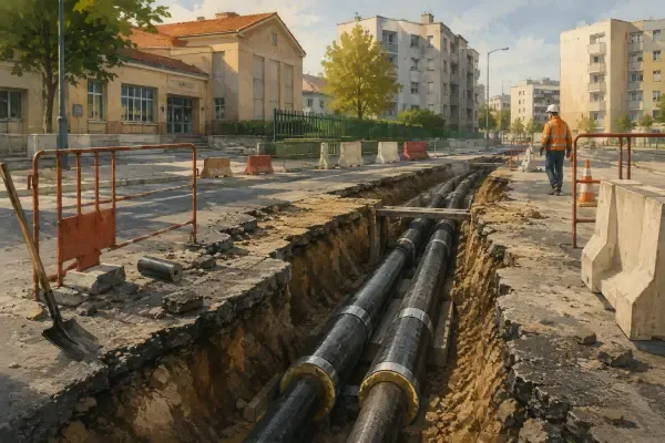 Canalisations de chaleur sous une rue