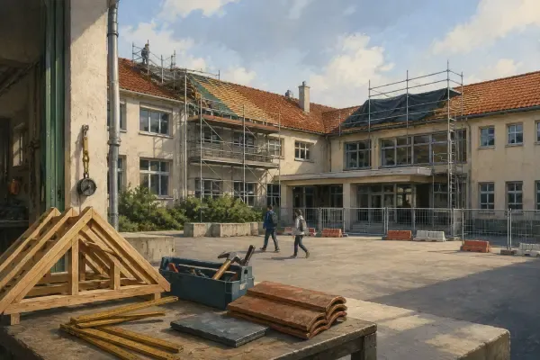 Toitures du lycée en chantier