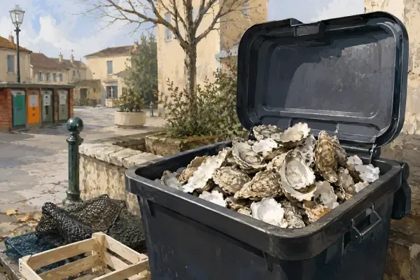 Bac rempli de coquilles d’huîtres