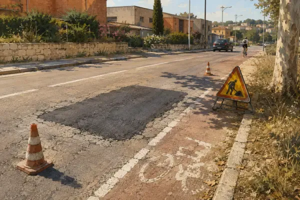 Route départementale en réparation