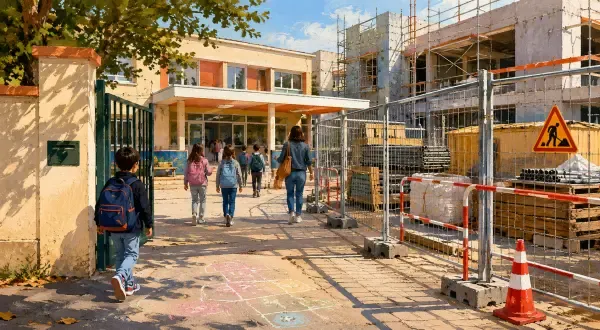 Illustration d’école en travaux