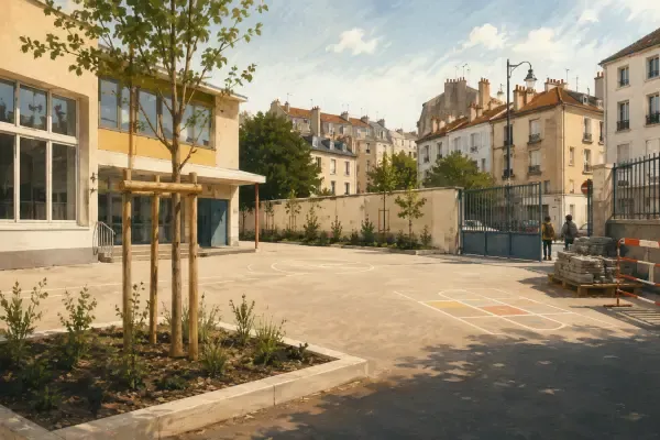 Cour d’école rénovée à Maisons-Alfort