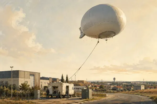 Ballon captif au-dessus d’un site