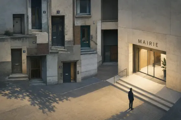 Illustration - Guichets d’un hôtel de ville