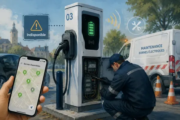 Borne électrique en maintenance