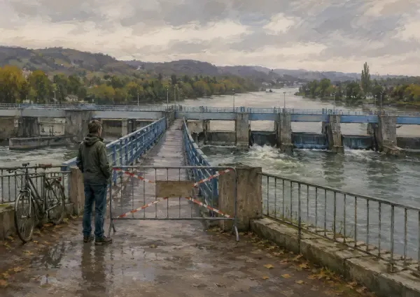 Passerelle sur la Seine à Poses