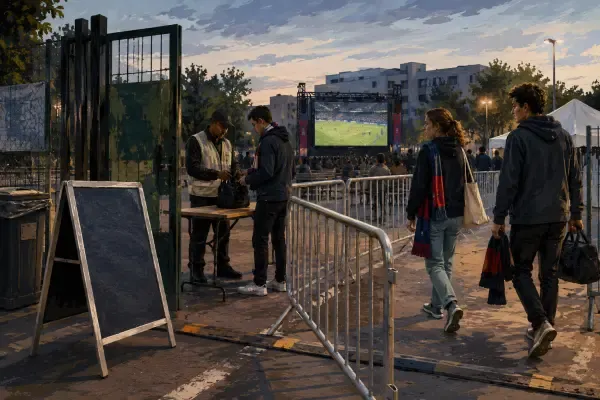 Supporters devant écran géant