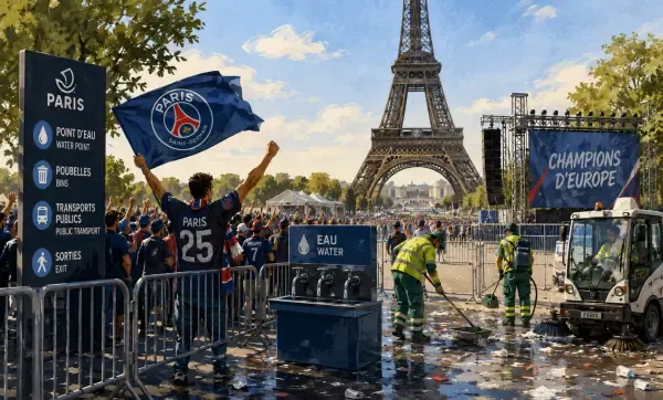 Supporters sous la tour Eiffel