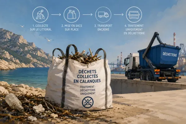 Illustration - Sacs souillés sur le littoral