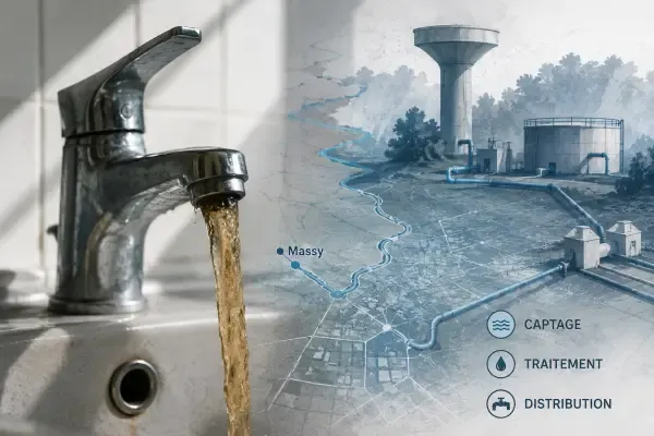 Illustration - Robinet et eau brunâtre