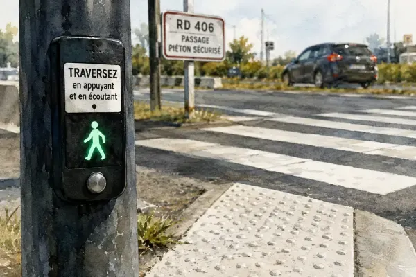 Feu piéton sur la D406