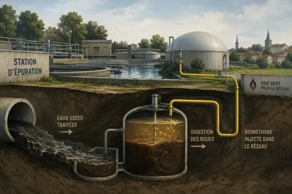 Digesteur et réseau souterrain