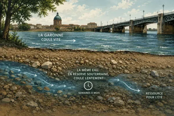 Eau infiltrée sous la Garonne