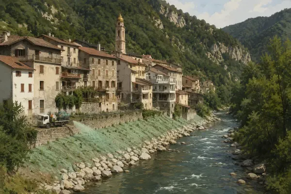 Berges revégétalisées dans la Roya