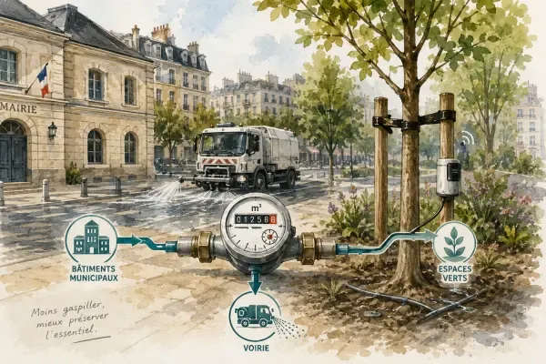 Robinet et arbre en ville