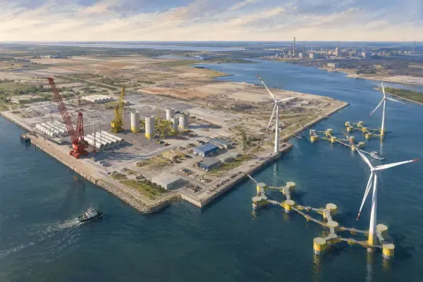 Quai portuaire et éolien flottant