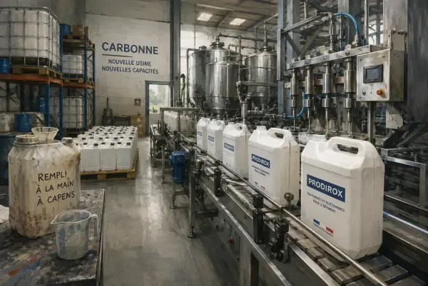 Illustration - Bidons industriels en usine
