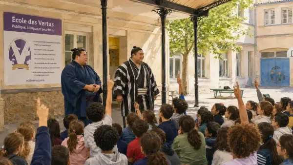 Rikishi dans un préau parisien
