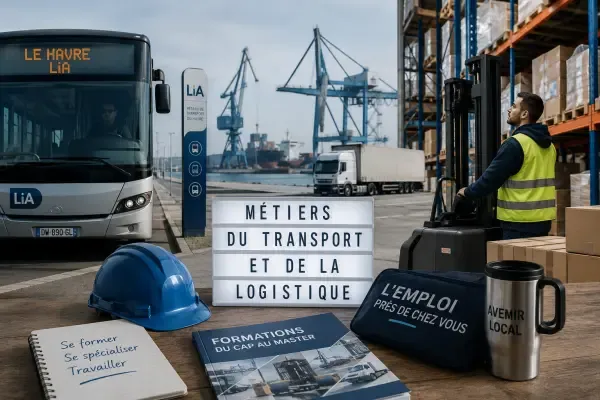 Illustration - Entrepôt et bus