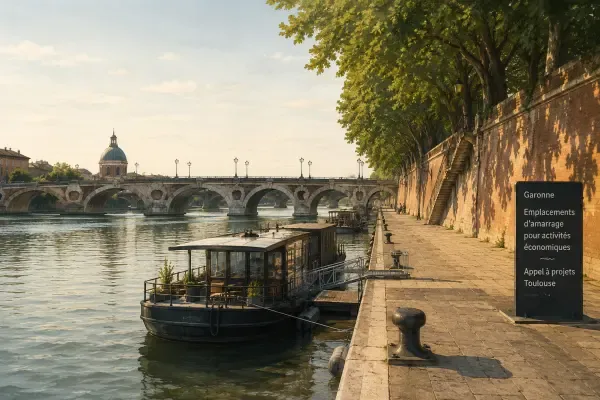 Bateau amarré sur la Garonne