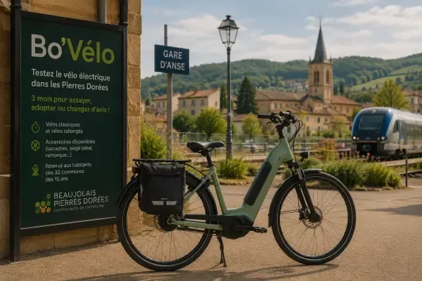 Vélo électrique en gare beaujolaise