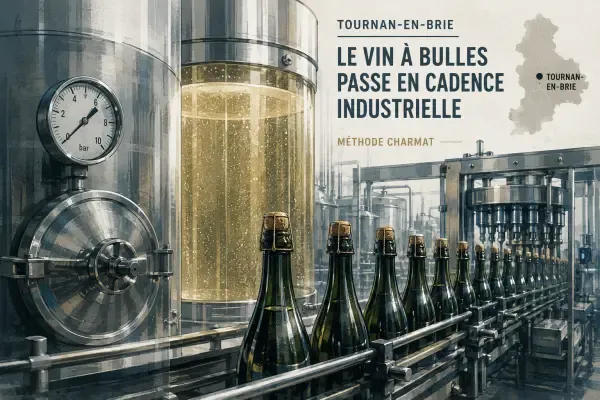 Cuves et bouteilles en usine