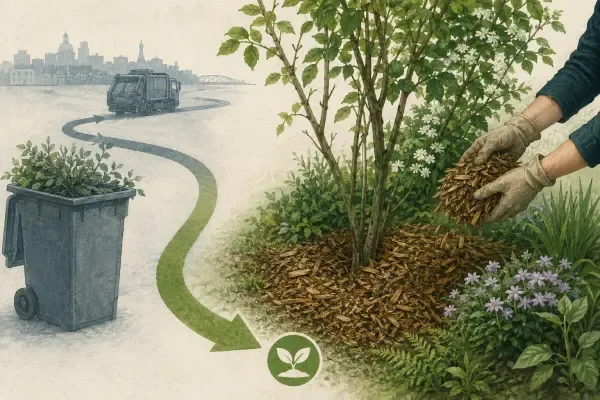 Illustration - Branches broyées dans un jardin
